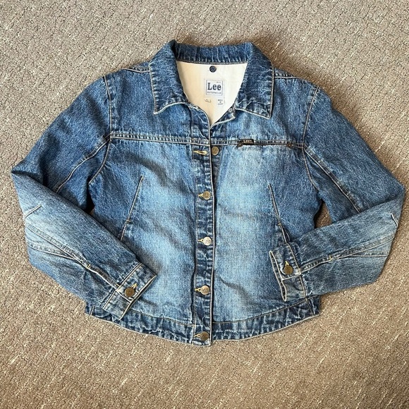 Y2K Vintage Lee Jean Jacket Lined Button Front Size Large - Picture 1 of 7